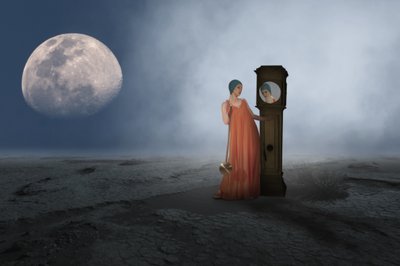 Woman Moon Clock Reflection by Christine von Diepenbroek