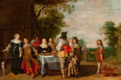 Company at a Table in a Park by Christoffel Jacobsz Laemen van der