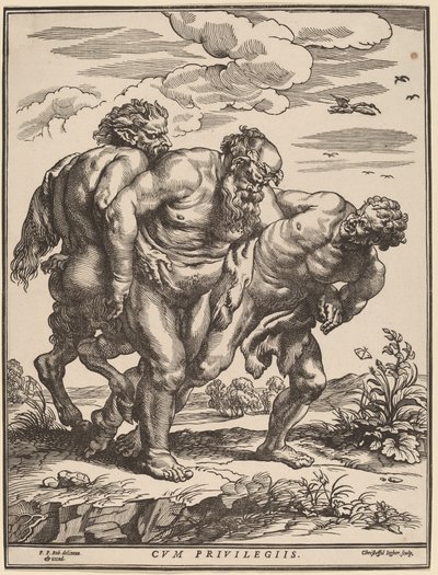 Silenus Accompanied by a Satyr and a Faun by Christoffel Jegher after Sir Peter Paul Rubens