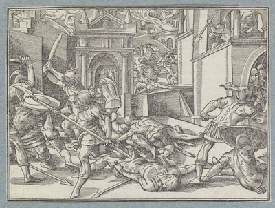 Fighting Soldiers in a City (Battle in Jerusalem) by Christoffel van Sichem (I)