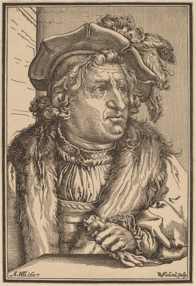 Man with a Plumed Cap by Christoffel van Sichem I after Hendrik Goltzius