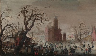 A Winter Landscape with Ice Skaters and an Imaginary Castle by Christoffel van den Berghe