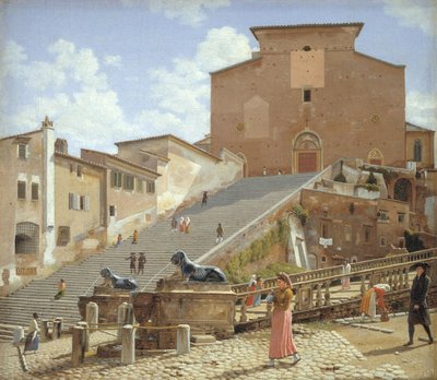 The Marble Stairs Leading to Santa Maria in Aracoeli in Rome by Christoffer Wilhelm Eckersberg