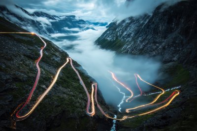 Winding Mountain Light Trails by Christoph Schaarschmidt