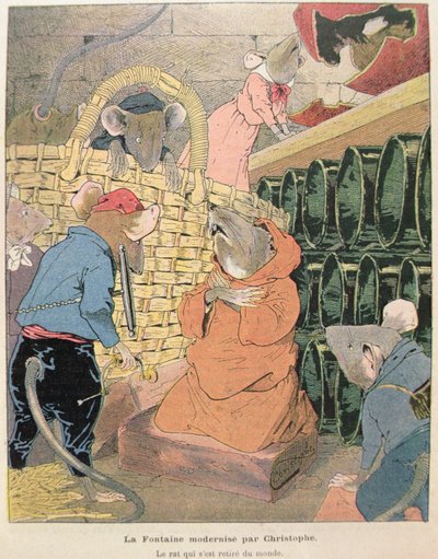 Illustration for The Rat Who Has Withdrawn from Society from Fables by Jean de La Fontaine (1621-95) 1902 by Christophe 1856 1945 Christophe 1856 1945
