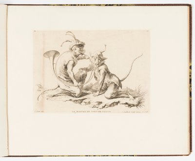 Plate 10, The Master of the Hunting Horn, Monkey Antics or Different Actions of Human Life Represented by Monkeys by Christophe Huet
