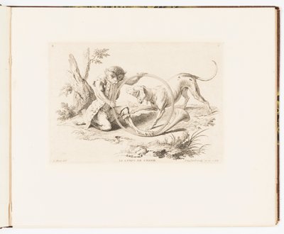 Plate 2, Le Corps de Chasse (The Hunting Horn), Monkey Antics or Different Actions of Human Life Represented by Monkeys by Christophe Huet