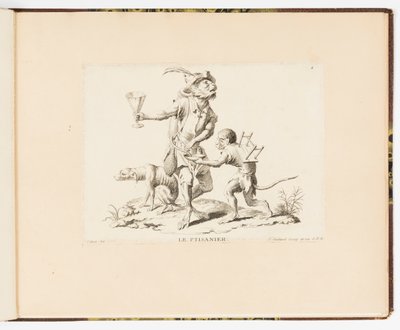 Plate 4, La Ptisanier (The Herbal Tea Seller), Monkey Antics or Different Actions of Human Life Represented by Monkeys by Christophe Huet
