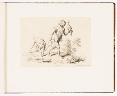 Plate 5, The Falcon, Monkey Antics or Different Actions of Human Life Represented by Monkeys by Christophe Huet