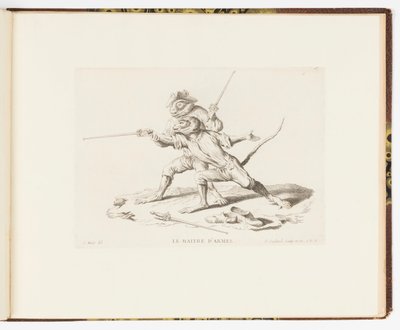 Plate 7, The Master of Arms, Monkey Antics or Different Actions of Human Life Represented by Monkeys by Christophe Huet