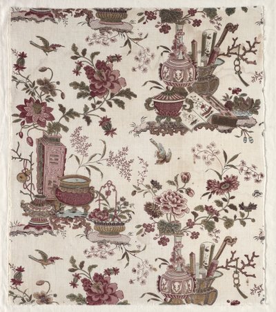 Fragment of Woodblock Printed Cotton by Christophe Philippe Oberkampf