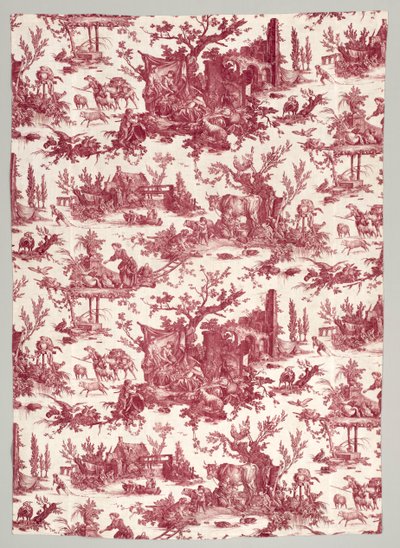Strip of Copperplate Printed Cotton with Les Plaisirs de la Ferme Design by Christophe Philippe Oberkampf