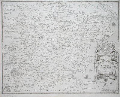 Map of Essex, Engraved by William Web, Published 1645 by Christopher (after) Saxton