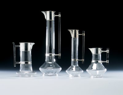 A Silver-Mounted Claret Jug and Other Glassware by Christopher (attr. to) Dresser