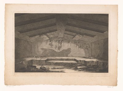 Etruscan Tomb Chamber in Tarquinia with a Wall Painting of a Procession on the Back Wall by Christopher Norton