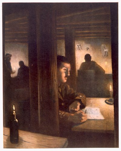 Inside Brigade Headquarters, from British Artists at the Front, Continuation of The Western Front by Christopher Richard Wynne Nevinson