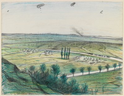 Landscape with Observation Balloons, 1914-18 by Christopher Richard Wynne Nevinson