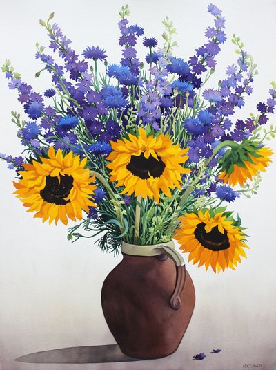 Summer Flowers in Brown Jug by Christopher Ryland