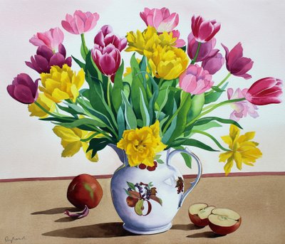 Tulips in Jug with Apples by Christopher Ryland