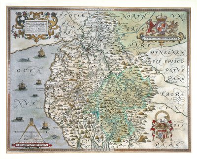 A Map of Westmorland and Cumberland by Christopher Saxton