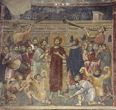 The Mocking of Jesus scene of the musicians by Chrostiras Michael