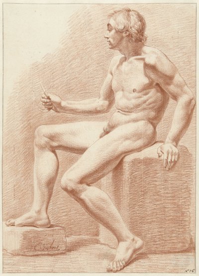 Seated Male Nude, Seen from the Side by Chrétien Dubois