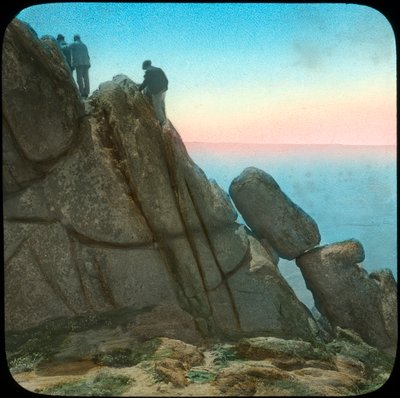 Climbing the Logan Rock, Near Treen, Cornwall, Late 19th or Early 20th Century by Church Army Lantern Department