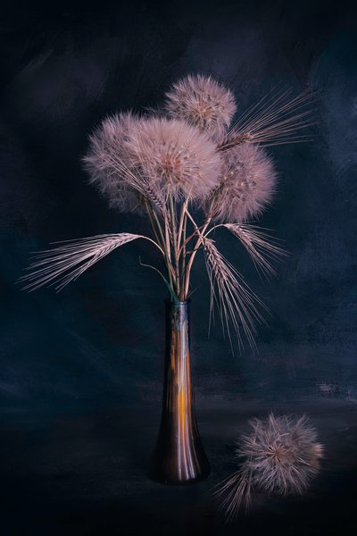 Muted Dandelions and Wheat by Cicek Kiral