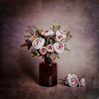 Pink Floral Still Life by Cicek Kiral