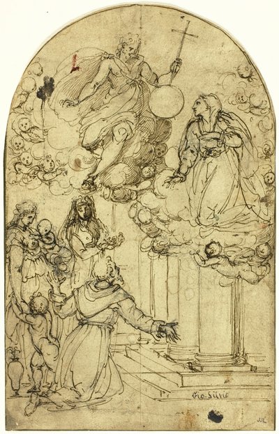 Vision of Saint Francis of Assisi at Portiuncula; Ornamental Design by Circle of Alessandro Allori