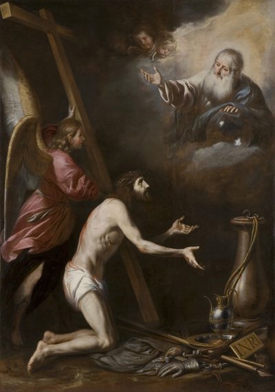 Christ Flagellated Kneeling Before God the Father by Circle of Antonio del Castillo y Saavedra