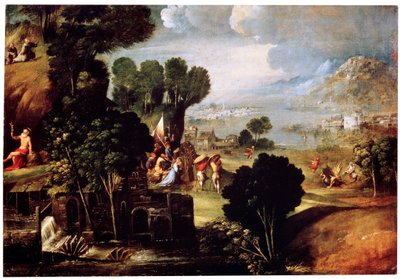 Landscape with Scenes from Lives of the Saints by Circle of Dosso Dossi