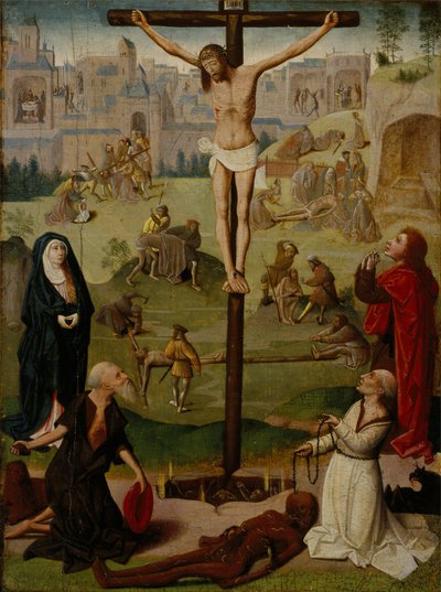 The Crucifixion with St Jerome and St Dominic and Scenes from the Passion by Circle of Geertgen tot Sint Jans