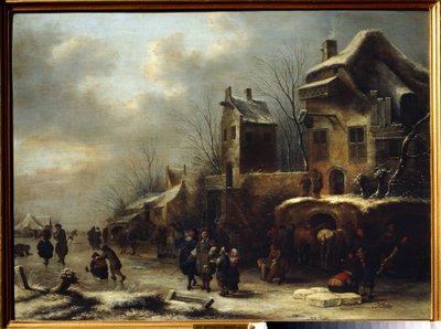 Skating Rink on a River by Claes  Molenaer