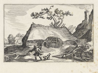 Barking dog at a farm by Claes Jansz. Visscher (II)