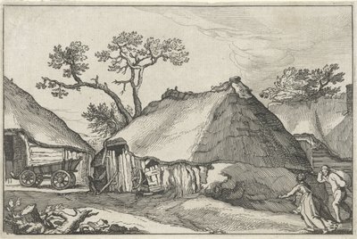 Farm and a Wagon in a Yard by Claes Jansz. Visscher (II)