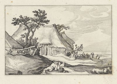Farm and Shepherd with Sheep and Goat (Landscapes with Farms) by Claes Jansz. Visscher (II)