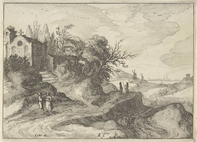 Chapel on a Winding Country Road by Claes Jansz. Visscher (II)