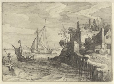 Ships by the Coast (Hollandse landschappen / Amaeniores Aliquot Regiunculae) by Claes Jansz. Visscher (II)