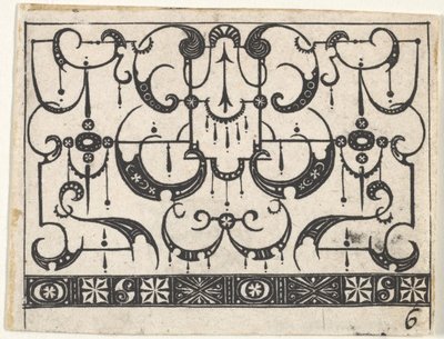 Blackwork Print with an All-Over Schweifwerk Pattern by Claes Jansz Visscher