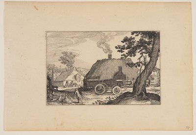 Farms, Chassis of a Cart in Centre, from Landscapes by Claes Jansz. Visscher