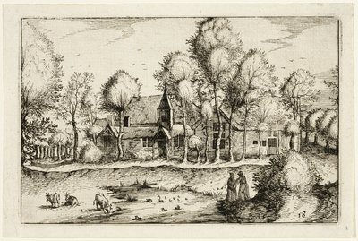 A Pond, plate eighteen after Pictures of Farms, Country Houses and Rustic Villages by Claes Jansz. Visscher II