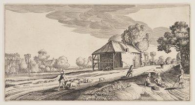 Crossroad Near a Water-Mill, from Landscapes (Pleasant Landscapes) by Claes Jansz. Visscher II