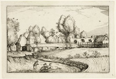 Road along a Field, plate sixteen after Pictures of Farms, Country Houses and Rustic Villages by Claes Jansz. Visscher II