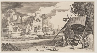 Tent with Country People, from Landscapes (Pleasant Landscapes) by Claes Jansz. Visscher II
