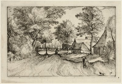 Village Road, plate four after Pictures of Farms, Country Houses and Rustic Villages by Claes Jansz. Visscher II