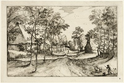 Village Road, plate fourteen after Pictures of Farms, Country Houses and Rustic Villages by Claes Jansz. Visscher II