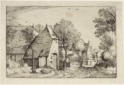 Village Road, plate three after Pictures of Farms, Country Houses and Rustic Villages by Claes Jansz. Visscher II
