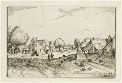 Village Road, plate twenty after Pictures of Farms, Country Houses and Rustic Villages by Claes Jansz. Visscher II