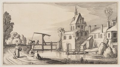 Village on a River, from Landscapes (Playsante Lantschappen) by Claes Jansz. Visscher II
